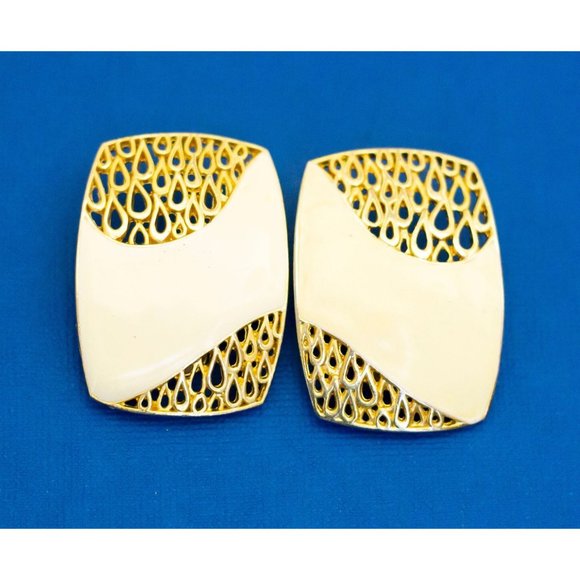Vintage Abstract Geometric Clip On Earrings By Don-Lin - D3 - Picture 1 of 2
